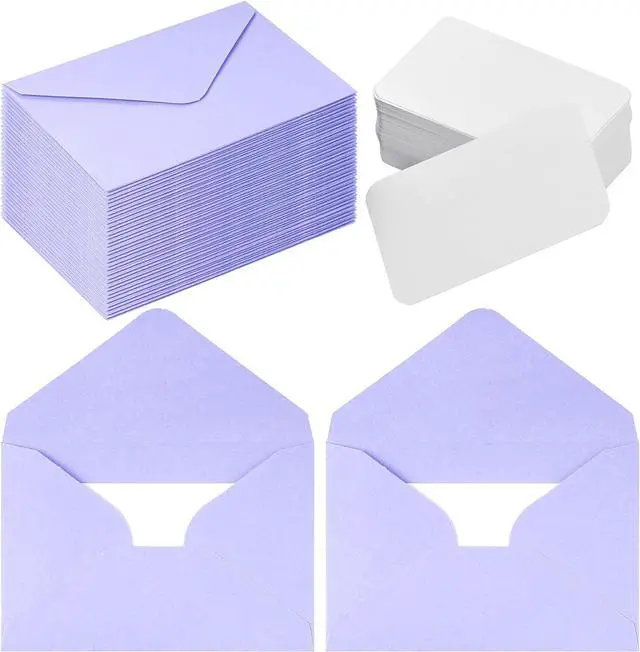 Main image of 100 Sets Small Gift Card Envelopes with Blank Cards 2.7 x 4 Inch Purple | for Invitation, Greeting Cards, Engagement, Wedding, Holiday, Valentines Day, Business, Graduations, Bulk, Mini