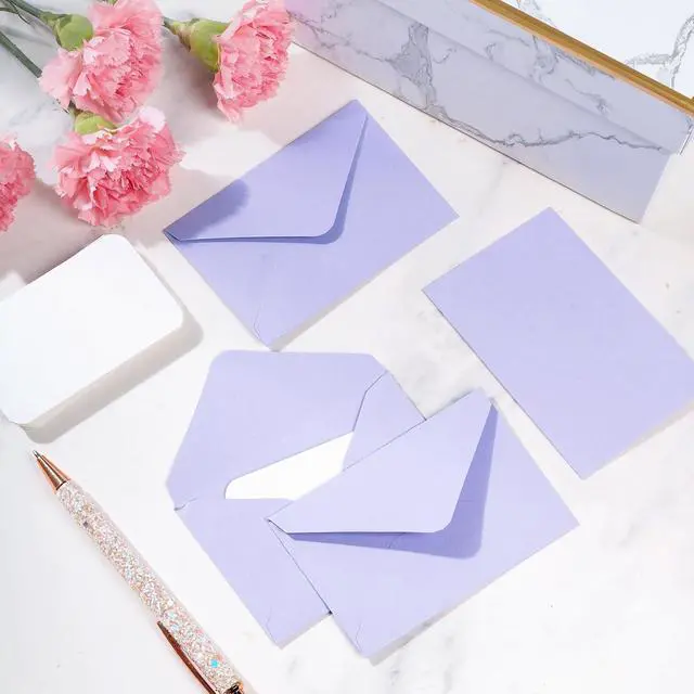 Alt view image 3 of 6 - 100 Sets Small Gift Card Envelopes with Blank Cards 2.7 x 4 Inch Purple | for Invitation, Greeting Cards, Engagement, Wedding, Holiday, Valentines Day, Business, Graduations, Bulk, Mini