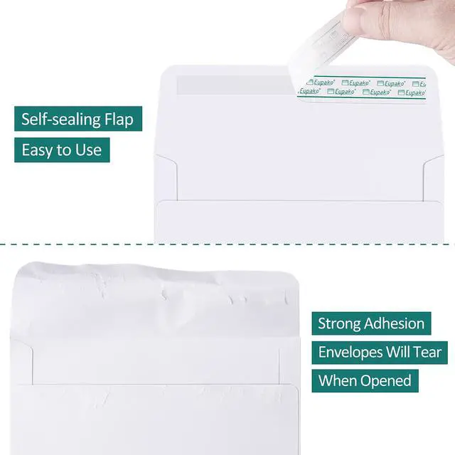 Alt view image 3 of 7 - Eupako A2 White Paper Envelopes 100 Pack 4.375x5.75" Invitation Envelopes Self Seal for RSVP, Wedding, Thank you Notes, Greeting Cards, Photos, Announcements