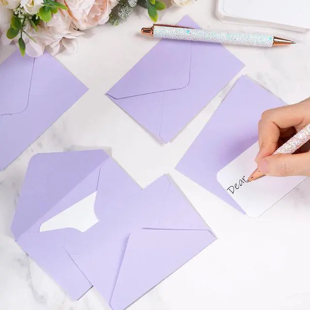 Alt view image 4 of 6 - 100 Sets Small Gift Card Envelopes with Blank Cards 2.7 x 4 Inch Purple | for Invitation, Greeting Cards, Engagement, Wedding, Holiday, Valentines Day, Business, Graduations, Bulk, Mini