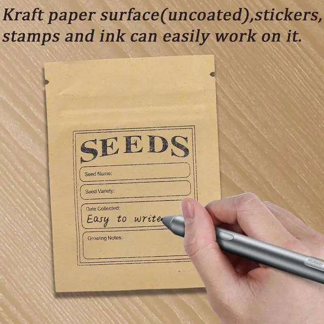 Alt view image 5 of 6 - FERENLI 100 Pack 2.7x3.7 inch Seed Envelopes Packets with Clear Window | Small Resealable Brown Kraft Paper Bags with Preprinted Collecting Template for Storage Organizing Flower Vegetable Seeds