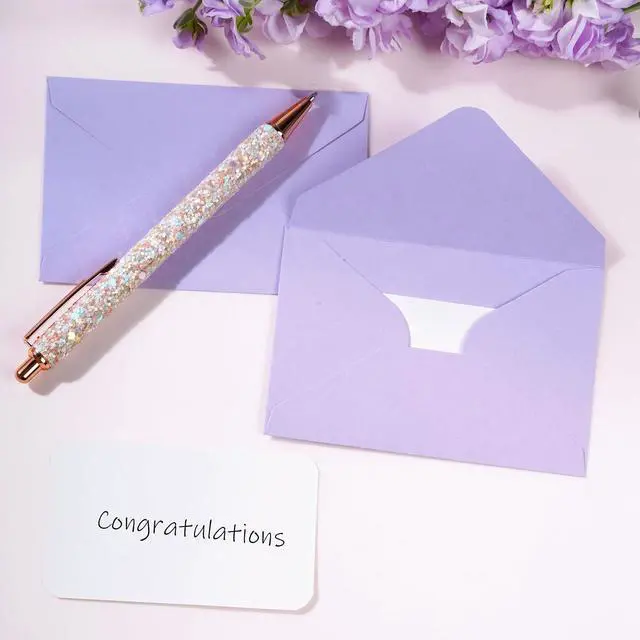 Alt view image 6 of 6 - 100 Sets Small Gift Card Envelopes with Blank Cards 2.7 x 4 Inch Purple | for Invitation, Greeting Cards, Engagement, Wedding, Holiday, Valentines Day, Business, Graduations, Bulk, Mini