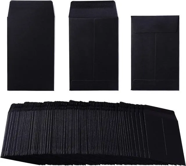 Main image of 200 Pack Small Coin Envelopes, Black, 2 1/4 x 3 1/2 Inch | Kraft Paper, Self-Adhesive, For Seeds, Stamps, Small Items Storage, Garden, Office or Wedding Gift Use