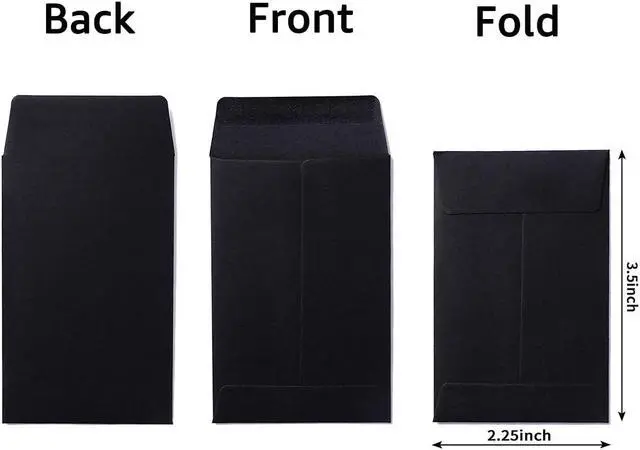 Alt view image 2 of 7 - 200 Pack Small Coin Envelopes, Black, 2 1/4 x 3 1/2 Inch | Kraft Paper, Self-Adhesive, For Seeds, Stamps, Small Items Storage, Garden, Office or Wedding Gift Use