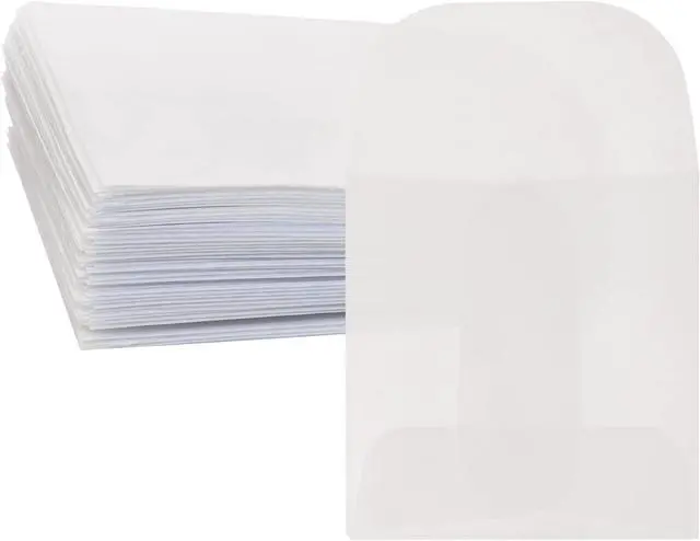 Main image of ONLYKXY 60pcs White Translucent Paper Envelope Bag Mini Butter Paper Pouches Clear Glassine Gift Small Bag for Jewelry Ring Tag Photo Necklace Stud Earrings Accessories (4x4cm/1.57x1.57inch)