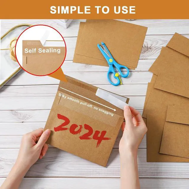 Alt view image 5 of 7 - Silunkia 20 Packs Brown Blank Greeting Cards and Envelopes 5 x 7 | Heavyweight Flat Cardstock and A7 Envelopes Printable Self Seal for DIY Wedding Invitations, Thank You Cards