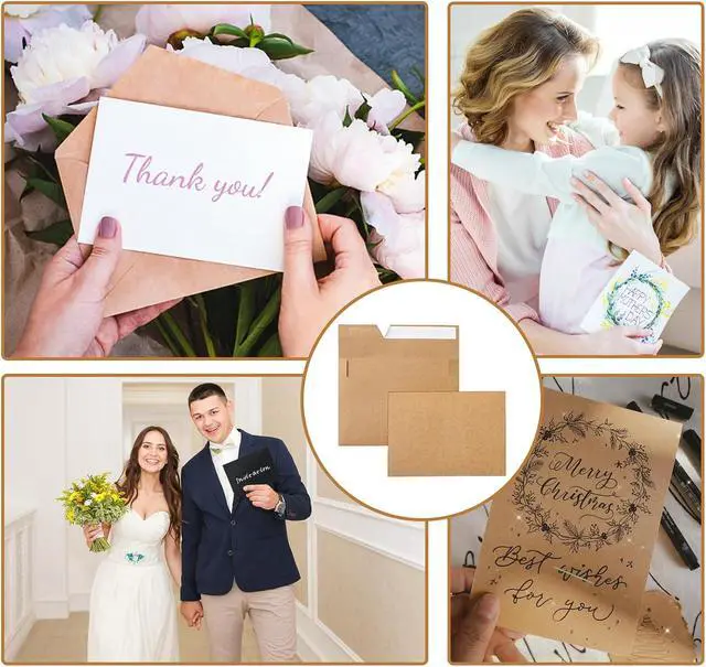 Alt view image 7 of 7 - Silunkia 20 Packs Brown Blank Greeting Cards and Envelopes 5 x 7 | Heavyweight Flat Cardstock and A7 Envelopes Printable Self Seal for DIY Wedding Invitations, Thank You Cards