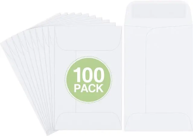 Main image of #1 Coin Envelopes Eupako 100 PCS 2.25x 3.5" White Small Parts Envelope with Gummed Flap Kraft Seed Envelopes for Garden, Home and Office