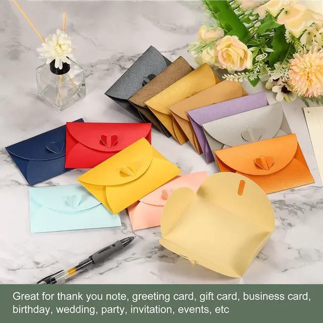 Alt view image 3 of 6 - YOKIVE 50 Pack Mini Envelopes, Heart Shaped Clasp | Small Gift Card Holder, Great for Weddings Parties Boutiques(Dark Blue)