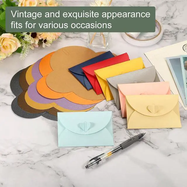 Alt view image 4 of 6 - YOKIVE 50 Pack Mini Envelopes, Heart Shaped Clasp | Small Gift Card Holder, Great for Weddings Parties Boutiques(Dark Blue)
