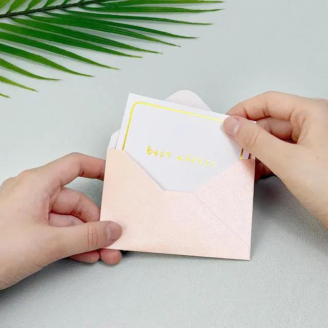 Alt view image 5 of 7 - 100 Pack Mini Pearl Pink Envelopes, 4 x 2.75" Shimmer Gift Card Envelopes, Gift Card Holder, Small Business Card Envelopes for Invitations, Wedding, Birthday Party, Baby Shower