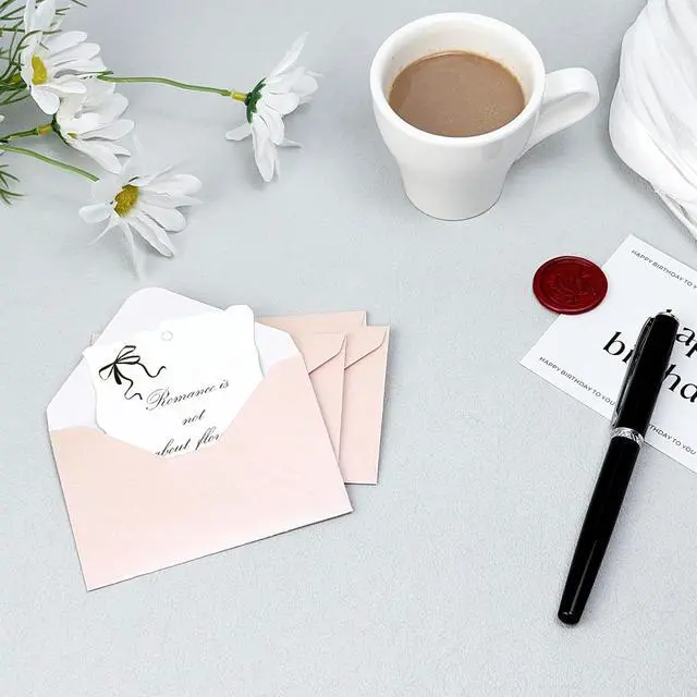 Alt view image 6 of 7 - 100 Pack Mini Pearl Pink Envelopes, 4 x 2.75" Shimmer Gift Card Envelopes, Gift Card Holder, Small Business Card Envelopes for Invitations, Wedding, Birthday Party, Baby Shower