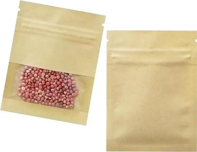 Main image of FERENLI 100 Pack 2.8x3.5 inch Small Resealable Seed Coin Envelopes Bags | Kraft Paper Heat Seal Packets with Clear Window Brown for Flower Vegetable Seeds Storage Party Favor Pet Food Sample Bag