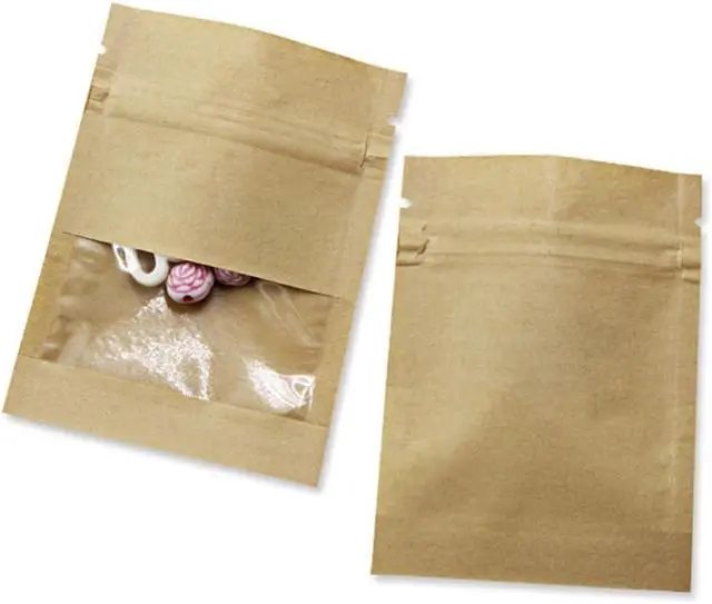Alt view image 6 of 6 - FERENLI 100 Pack 2.8x3.5 inch Small Resealable Seed Coin Envelopes Bags | Kraft Paper Heat Seal Packets with Clear Window Brown for Flower Vegetable Seeds Storage Party Favor Pet Food Sample Bag