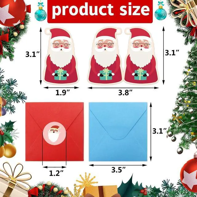 Alt view image 3 of 7 - ceiba tree 36Pcs Merry Christmas Cards Mini Holidays Greeting Cards with Envelopes and Stickers for Kids Party Supplies