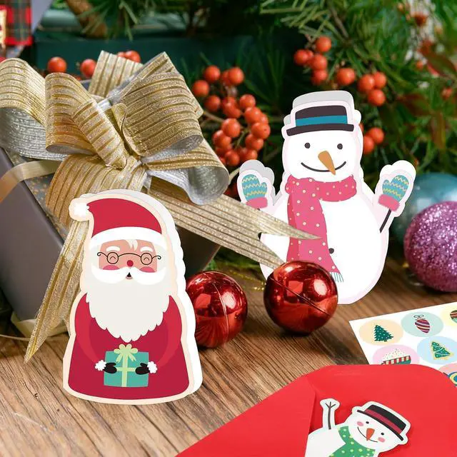 Alt view image 6 of 7 - ceiba tree 36Pcs Merry Christmas Cards Mini Holidays Greeting Cards with Envelopes and Stickers for Kids Party Supplies