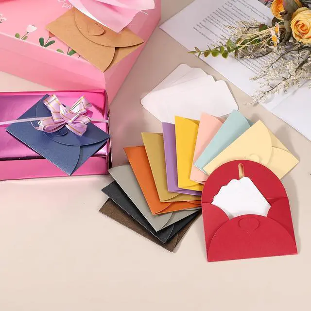 Alt view image 4 of 7 - PATIKIL 25 Set Mini Envelopes with Heart Clasp, 4.1x3" Blank Note Cards with Envelopes for Gift Wedding Invitation Graduation Holiday Thanksgiving Day Christmas, Red