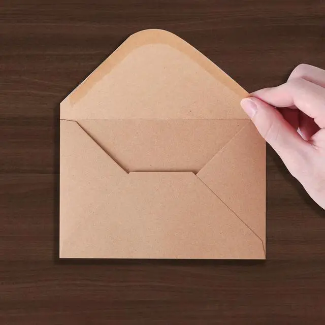 Alt view image 4 of 6 - V-flap Kraft Envelopes, 50 Pack, 4 x 6 Inch, A4 Envelopes, Card Envelopes, Brown Envelopes, Kraft Paper Envelopes for Invitations, Postcard Envelopes, Water Base Adhesive, Gummed Flap