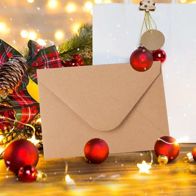 Alt view image 5 of 6 - V-flap Kraft Envelopes, 50 Pack, 4 x 6 Inch, A4 Envelopes, Card Envelopes, Brown Envelopes, Kraft Paper Envelopes for Invitations, Postcard Envelopes, Water Base Adhesive, Gummed Flap