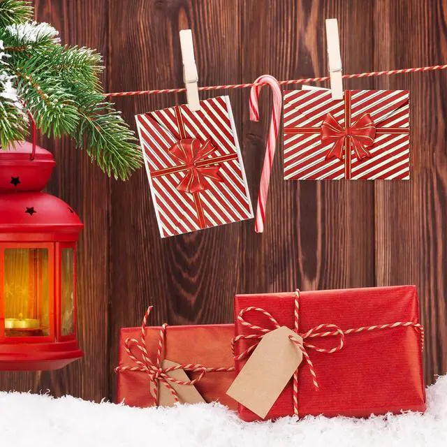 Alt view image 5 of 7 - JarThenaAMCS 50Pcs Christmas Paper Gift Card Envelopes Bulk Red Bow Stripe Mini Greeting Card Holders Invitation Sleeves for Xmas Mailing Sending Cards, 2.8 x 3.9 Inch