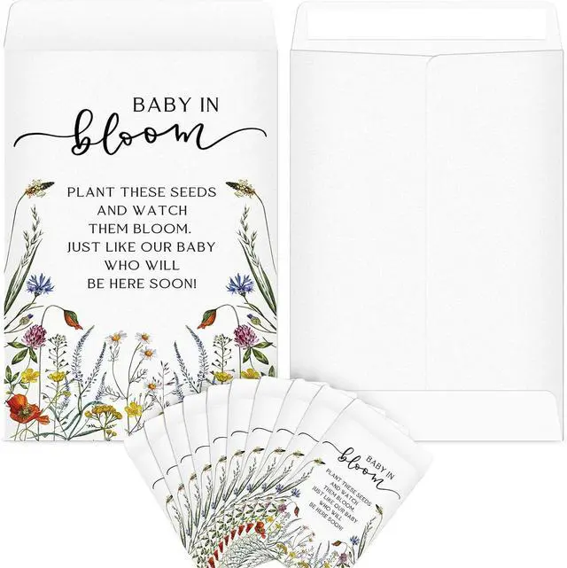 Main image of Fumete 50 Pcs Wildflower Seed Packets Baby Shower Seed Packet Favors | Baby in Bloom Wildflower Baby Shower Self Adhesive Envelopes for Guests Flower Packet Kraft for Gift Favors, No Seeds