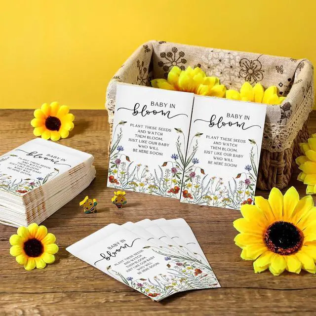 Alt view image 4 of 6 - Fumete 50 Pcs Wildflower Seed Packets Baby Shower Seed Packet Favors | Baby in Bloom Wildflower Baby Shower Self Adhesive Envelopes for Guests Flower Packet Kraft for Gift Favors, No Seeds