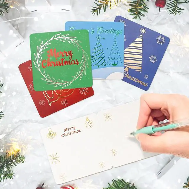 Alt view image 6 of 7 - WorldBazaar Mini Christmas Cards 24 Pack Gold Foil Small Greeing Cards | with Envelopes Stickers , Greeting Cards Bulk, Mini Note Cards, School Business Supplies