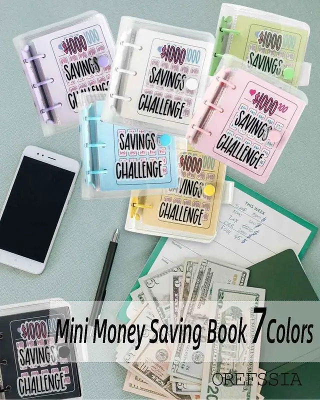 Alt view image 5 of 7 - Mini Money Saving Binder, Save $1000 Envelopes Money Saving Challenge Book, Portable (Pink, 1)