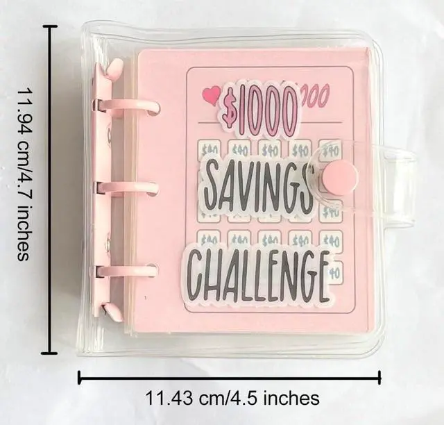 Alt view image 7 of 7 - Mini Money Saving Binder, Save $1000 Envelopes Money Saving Challenge Book, Portable (Pink, 1)