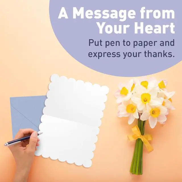 Alt view image 5 of 7 - Sweetzer & Orange Blooming Fields Mini Thank You Cards Set of 36 3.5x5 Gold Foil Thank You Cards With Scalloped Edges, Envelopes & Storage Box