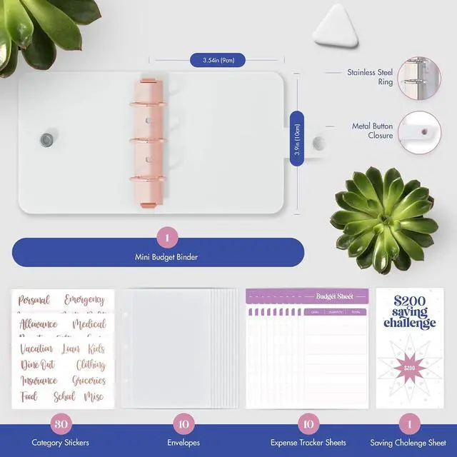 Alt view image 2 of 7 - SOUL MAMA Mini Binder With Cash Envelopes - Cute Pink A8 Wallet, Money Organizer, 3 Ring Clear Budgeting Planner for Cash Savings