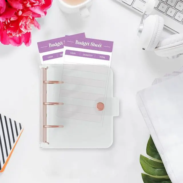 Alt view image 7 of 7 - SOUL MAMA Mini Binder With Cash Envelopes - Cute Pink A8 Wallet, Money Organizer, 3 Ring Clear Budgeting Planner for Cash Savings
