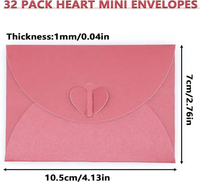Alt view image 2 of 6 - 32Pcs Mini Envelopes with Heart Clasp Red Gift Card Holders | Small Heart Shaped Clasp Envelopes, Gift Card Holders, For Weddings Love Letters Greeting Party Favors