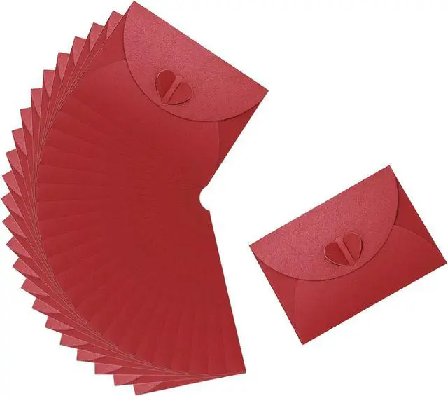 Main image of Red Heart Clasp Paper Envelopes, 24 Pack | Tiny Items Storage, Cute Present Card Holder, For Invitation Gift Card