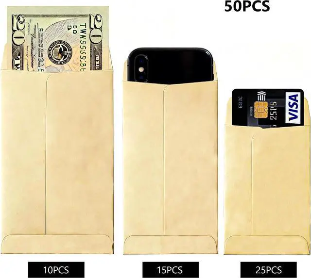 Alt view image 3 of 6 - 50 Pack Assorted 3 Sizes Coin Envelopes Self-Adhesive Kraft Paper Seed Envelopes Mini Parts Small Items Stamps Storage Packets Envelopes for Garden, Office or Wedding Gift