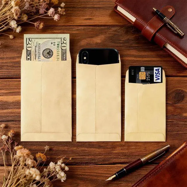 Alt view image 6 of 6 - 50 Pack Assorted 3 Sizes Coin Envelopes Self-Adhesive Kraft Paper Seed Envelopes Mini Parts Small Items Stamps Storage Packets Envelopes for Garden, Office or Wedding Gift