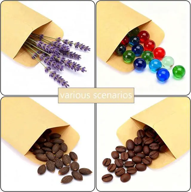 Alt view image 5 of 6 - 50 Pack Assorted 3 Sizes Coin Envelopes Self-Adhesive Kraft Paper Seed Envelopes Mini Parts Small Items Stamps Storage Packets Envelopes for Garden, Office or Wedding Gift
