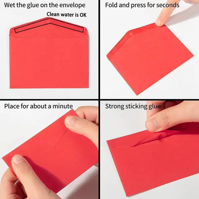 Alt view image 3 of 7 - 120 Pack Mini Envelopes Pink Small Envelopes Tiny Pocket with Gummed | for Valentine's Day Business Cards Small Gift Cards (4 Colors, 30 for Each Color)
