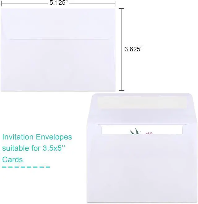 Alt view image 2 of 7 - 90 Packs A1 Envelopes, 3.625x5.125" Envelopes White, Small Envelope RSVP Envelope, Self Seal for Weddings, Photos, Postcards, Greeting Cards, Mailing