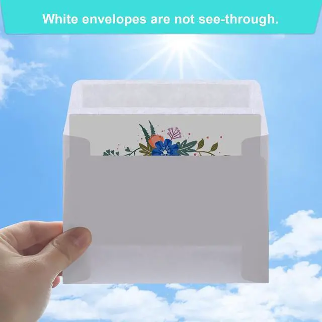 Alt view image 4 of 7 - 90 Packs A1 Envelopes, 3.625x5.125" Envelopes White, Small Envelope RSVP Envelope, Self Seal for Weddings, Photos, Postcards, Greeting Cards, Mailing