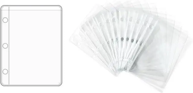 Main image of NatSumeBasics 12 A9 Binder Pockets Clear Card Holder | 2.2"x3.3" 3 Holes Zipless Sheet Protectors for 3 Rings Mini Planner Insert