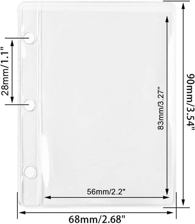 Alt view image 3 of 7 - NatSumeBasics 12 A9 Binder Pockets Clear Card Holder | 2.2"x3.3" 3 Holes Zipless Sheet Protectors for 3 Rings Mini Planner Insert