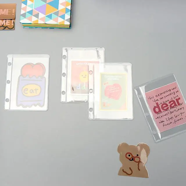 Alt view image 7 of 7 - NatSumeBasics 12 A9 Binder Pockets Clear Card Holder | 2.2"x3.3" 3 Holes Zipless Sheet Protectors for 3 Rings Mini Planner Insert