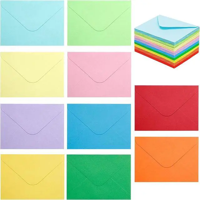 Main image of 100 Pack 4 x 2.75" Colorful Mini Envelopes 120GSM Gift Card 10 Color Envelopes Bulk Small Paper Gift Card Sleeves Greeting Card Business Card Tiny Envelope Pockets for Card & Invitation