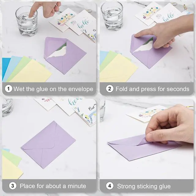 Alt view image 3 of 7 - 100 Pack 4 x 2.75" Colorful Mini Envelopes 120GSM Gift Card 10 Color Envelopes Bulk Small Paper Gift Card Sleeves Greeting Card Business Card Tiny Envelope Pockets for Card & Invitation