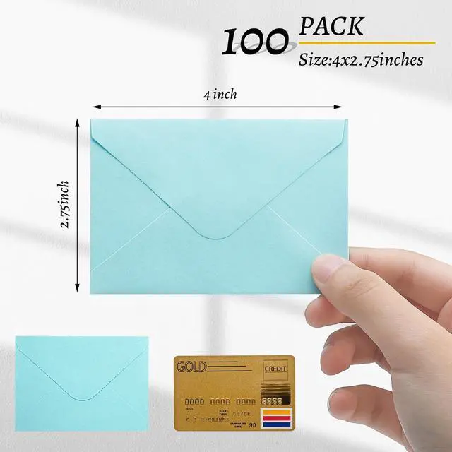 Alt view image 4 of 7 - 100 Pack 4 x 2.75" Colorful Mini Envelopes 120GSM Gift Card 10 Color Envelopes Bulk Small Paper Gift Card Sleeves Greeting Card Business Card Tiny Envelope Pockets for Card & Invitation