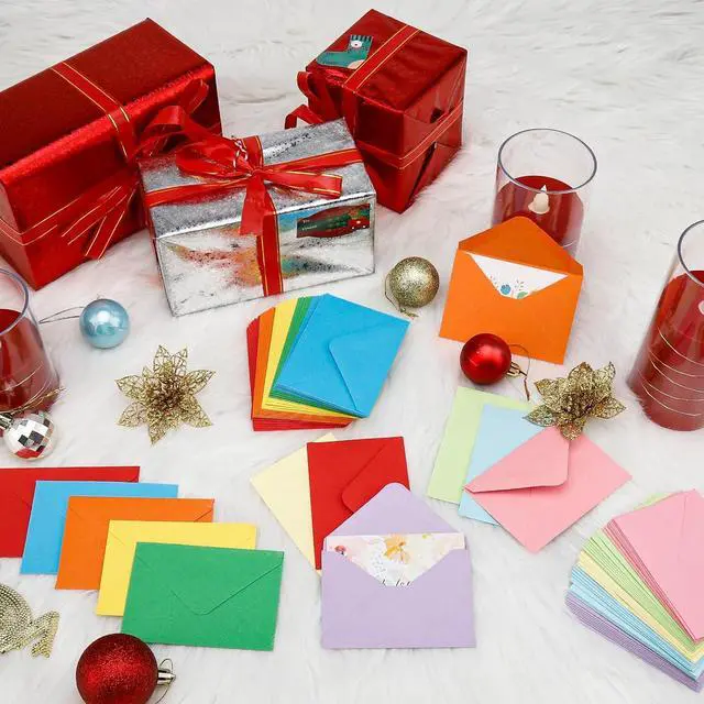 Alt view image 5 of 7 - 100 Pack 4 x 2.75" Colorful Mini Envelopes 120GSM Gift Card 10 Color Envelopes Bulk Small Paper Gift Card Sleeves Greeting Card Business Card Tiny Envelope Pockets for Card & Invitation