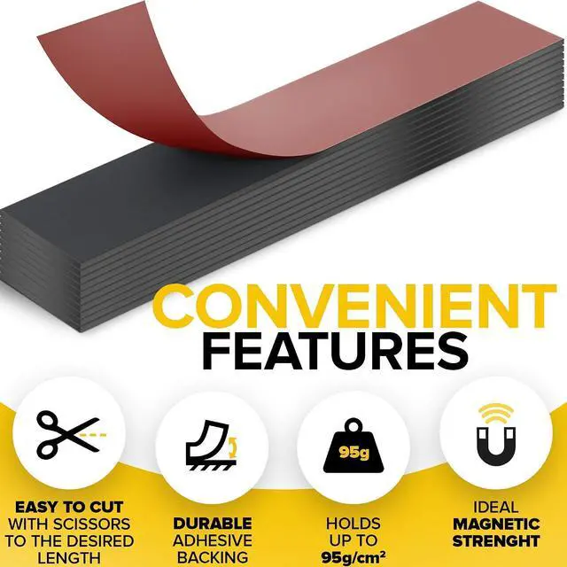 Alt view image 2 of 7 - X-bet MAGNET Super Sticky Adhesive Magnetic Strips, 6x1 (15x2.5cm), 11 pcs | Flexible Magnet Strips, Adhesive Backing, Easy to Cut & Mount, For Crafts, Labels & Light Organization