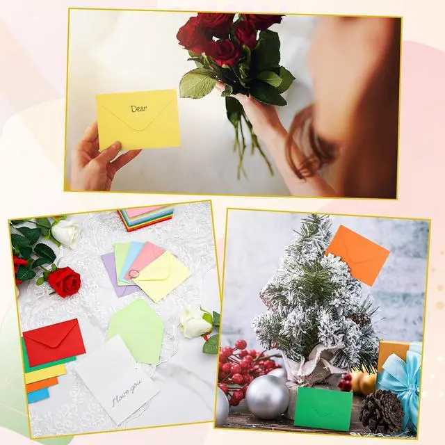 Alt view image 7 of 7 - 100 Pack 4 x 2.75" Colorful Mini Envelopes 120GSM Gift Card 10 Color Envelopes Bulk Small Paper Gift Card Sleeves Greeting Card Business Card Tiny Envelope Pockets for Card & Invitation