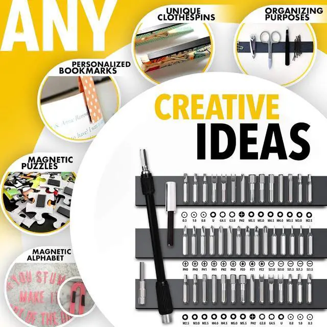 Alt view image 5 of 7 - X-bet MAGNET Super Sticky Adhesive Magnetic Strips, 6x1 (15x2.5cm), 11 pcs | Flexible Magnet Strips, Adhesive Backing, Easy to Cut & Mount, For Crafts, Labels & Light Organization